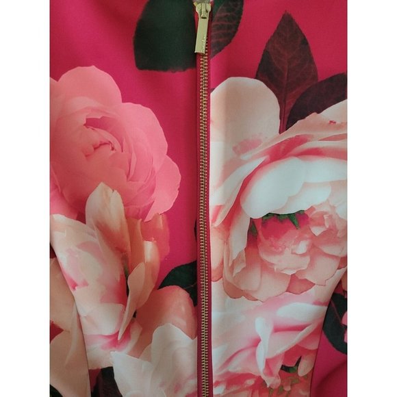 Calvin Klein Pleated Pink Floral Cocktail Dress Size 4 - Picture 3 of 9